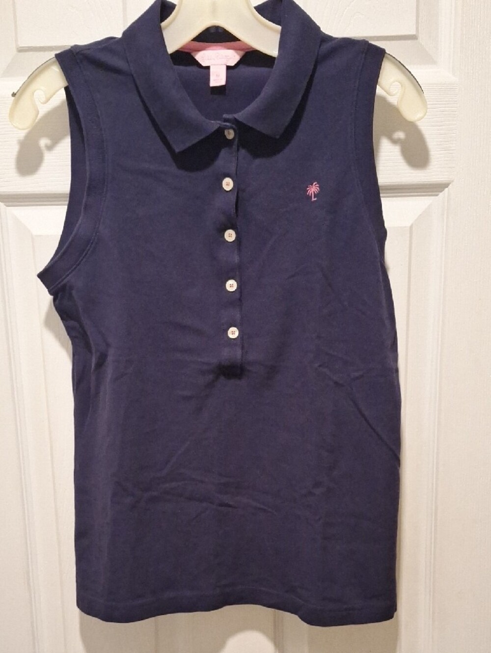 Lilly Pulitzer Sleeveless Navy Top with Pink Label Stitching